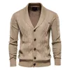 Men's Sweaters Winter Fashion Sweater Cotton Argyle Cardigan Street Casual Single Breasted Solid Color Business Man Cardigans Coat