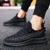 Running Shoes Explosive Fish Scale Flying Woven Shoes Breathable Mesh Outdoor Sneakers Casual Wear-resistant Jogging Men ShoesF6 Black white