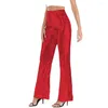 Women's Pants See-through Sequin Trousers High Waist Flared Hem For Nightclub Party Performance Women