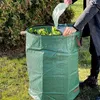 Förvaringspåsar gårdsavfallsväska med 4 handtag tunga nylon trädgård gräsmatta blad stor kapacitet mångsidig vikning camping återvinning