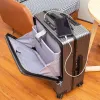 Ryggsäck aluminium ram vagn bagage affärsresor resväska på hjul resväska bärbar bags rullning bagage med mikro USB -paket