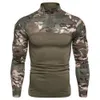 Mens Tattico Camouflage Atletico Magliette Manica Lunga da Uomo Abbigliamento Militare Camicia da Combattimento Assalto Esercito Costume 240226