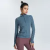 Lu Align Damen-Yoga-Outfit, Herbstjacken, Winter, schnell trocknend, Training, langärmelig, Jackenmantel, durchgehender Reißverschluss, dehnbar, Daumenloch, Sportbekleidung, Jogger, Gry Lu-08 2024