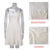 Casual Dresses Avrilyaan Flax veckad rygglös sexig klänning för kvinnor 2024 Elegant Holiday White Bodycon Mini Summer Vestido