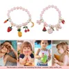 Braccialetti con ciondoli 2 pezzi Braccialetti di perle per bambini Giocattolo per bambini Catena da polso con perline Cartone animato in plastica Decorazioni per ragazze Imitazione