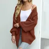 Damesgebreide damestruijas Casual losse pasvorm Stijlvol Herfst Winter Vest met lantaarnmouwen Effen kleur Voor streetwear