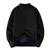 Men's Sweaters Winter Sweater Half Turtleneck Solid Color Fleece Soft Long Sleeves Keep Warm Pullover Plus Size Spring Men Garment