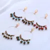 Boucles d'oreilles à tige en perles de riz tissées à la main, rétro, grand cercle, perles simples, alliage bohème, franges Madame