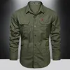 Chemises de printemps hommes à manches longues chemise en coton décontracté de haute qualité Camisa militaire surchemise marque vêtements chemisiers noirs 5XL 230226
