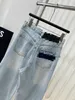 Free Shipping 2024 Blue Straight Loose Women's Jeans Designer Logo High End Slim Women's Denim Pants 3034