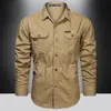 Chemises de printemps hommes à manches longues chemise en coton décontracté de haute qualité Camisa militaire surchemise marque vêtements chemisiers noirs 5XL 230226