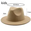 Kids Hat Girl 52 cm litet barn kände vit svart vinter casual klänning pojke flickor fedora sombrero panama hombre 240219