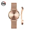 1 Set Brand Wristwatches Bracelet Japan Quartz Movt Ladies Waterproof Rose Gold Simple Stainless Steel Women Watches 240228