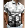 Polos masculinos de luxo combinando roupas polo camisas de golfe casual xadrez manga curta t masculino turn-down colarinho com zíper camisa topos