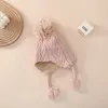 Haaraccessoires Winter Baby Meisjes Fluwelen oorbeschermers Wollen vlechthoed Gebreide Ppompom voor baby's