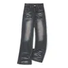Kvinnors jeans retro svart sexig låg stigning 2024 mode kvinnlig avslappnad sträcka breda ben lösa denimbyxor