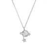 Pendant Necklaces Silver Plated Planet Earth Necklace With Opal Stone Woman Fashion Jewelry Titanium CZ Moon Star Saturn Collar Acero