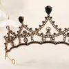 Contas de cristal de cristal de cristal preto cocar de cocar de noiva Crown Party Princesa Coroa de casamento Tiara Aniversários de Natal