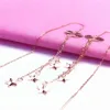 Dangle Earrings Inspired Plated 14K Rose Gold Glossy Heart-shaped Tassel For Women Shiny 585 Purple Elegant Exquisite Jewelry