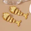 Jewelry Gold Hollow Fish bone Trendy and Versatile Earrings Matching