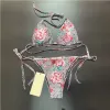 Conjunto de biquínis femininos de alta qualidade, sexy, duas peças, impressão, lindo maiô, luxo, natação