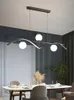 Lustres Moderne Simple LED Long lustre nordique créatif salon Restaurant Bar café étude boule de verre suspension lampe or noir fer