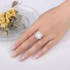 Jewelry 925 Sterling Silver Halo Wedding Band Engagement Ring Set for Women 29ct Emerald Cut AAAAA CZ Fashion 240220