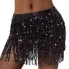 Stage Wear Women Dance Belt Skirt Sequin Tassel Belly Performance Hip Waist Scarf Clubwear Latin Hula Dress For