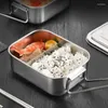 Dinnerware Portable Stainless Steel Lunch Box For Kids Adult Leak-proof Container Bento Snack Storage Large Capacity Compartment