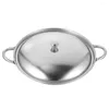 Pans Kitchen Cooking Pot Stainless Steel Wok Portable Metal With Double Handles