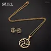 Pendant Necklaces Stainless Steel For Women Fashion Volleyball Geometric Crescent Crown Star Necklace Choker Jewelry Girls Gifts