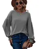 Damesblouses 2024 Top Herfst/Winter Product Ronde hals Gevouwen Lantaarnmouwen Lang T-shirt