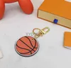 Keychains Designer Fashion Letter Round High Quality Basketball Unisex Leather Alphabet Keys Ring Pendant 240303