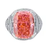 Кольца кластера S925, все тело, серебро, высокоуглеродистый алмаз, жирное квадратное ретро-точное кольцо, женский мастер-камень 12 16