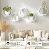 3pcs Hexagon Wall Shelf Punch Free Bedside Display Stand Flower Pot Holder Mounted Organizer TV Background Home Decor 240219