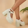 Sapatos bege vestido 176 bombas de plataforma de moda para mulheres super saltos altos fivela strap mary jane woman gótico gótico salto de salto grosso das mulheres 5