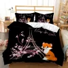 Sets Schöne Cartoon Fuchs Bettwäsche Set Tierbett Leinen Quilt Bettdecke Set Home Decor Zwilling Single Queen King Size Fashion Kawaii Gif