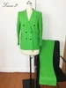 Bright Green Women Suit 2 Piece Jacket Blazer Pants For Beautiful And Vibrant Casual 240226