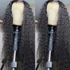 28 30 tum brasiliansk 13x4 HD Curly spets främre mänskliga hår peruker för svarta kvinnor Lossa djupvåg syntetisk frontal stängning peruk