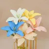 Decorative Flowers Hand-knitted Crochet Lily Bouquet Vibrant Color Non-fading Realistic Hand Woven DIY Craft Flower Gifts Home Wedding