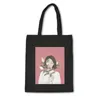 Sacos de compras Doce Mulheres Simples Coreano Elegante Bolsa de Lona Literária Japonesa Ombro Meninas Casual Algodão para Presentes