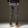 2023 Autumn Winter High Quality Pants Men Elastic Waist Slim Thick Coffee Twill Brand Cargo Trousers Male Plus Size 2838 240229