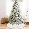 Christmas Decorations 90Cm Tree Skirt Faux Fur Carpet Snowflake White Plush Mat For Home Xmas Apron Ornament