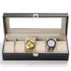 Boîte d'affichage de montre-bracelet en Faux cuir à 6 fentes, support de rangement, organisateur Case177S