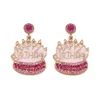 New Diamond Inlaid Light Cake Cute Temperament Fashionable Casual Personality Earrings