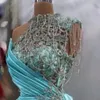 2024 April Aso Ebi Meerjungfrau Spitze Abendkleid Perlen Kristalle Satin Abend formelle Party Zweiter Empfang Geburtstag Verlobungskleider Kleid Robe De Soiree