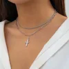 Hänge halsband Kunjoe Silverfärg Full Rhinestone Cross Necklace For Women Choker smycken krage på nackfest damtillbehör