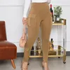 Pantaloni da donna Vintage a vita alta Skinny Matita Slim Casual Leggings sexy Pantaloni Moda Solid Tasca lunga da donna