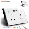 WiFi Smart Tuya USB Type C Gniazdo ścienne UK UK Wtyczka 13A Power Touch Switch Bezprzewodowy Monitorowanie energii przez Alexa Home 240228