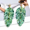 Boucles d'oreilles pendantes en acrylique pour femmes, longues, tendance, en forme de feuille, accessoires de bijoux fins, vente en gros